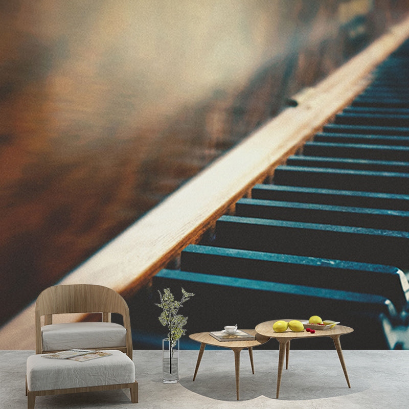 Piano Customized Wall Mural Mildew Resistant Wallpaper for Sitting Room