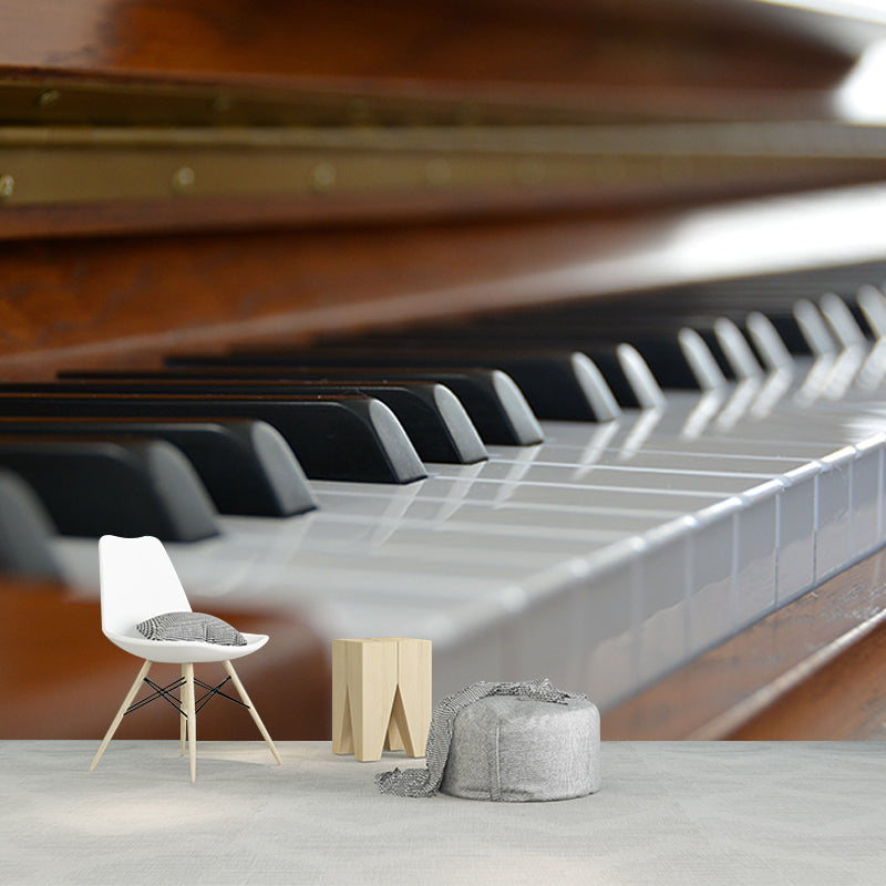 Piano Customized Wall Mural Mildew Resistant Wallpaper for Sitting Room