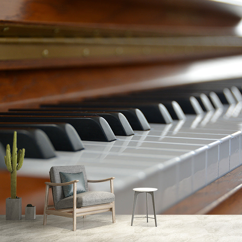 Piano Customized Wall Mural Mildew Resistant Wallpaper for Sitting Room