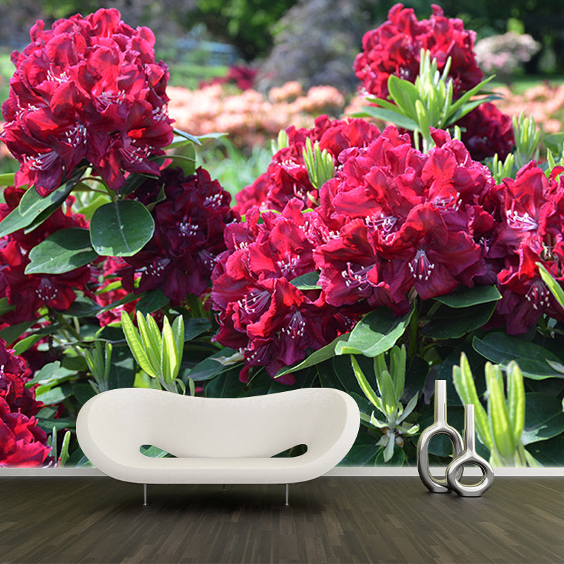 Blooming Rhododendron Mural Personalized Size Wall Covering for Sleeping Room