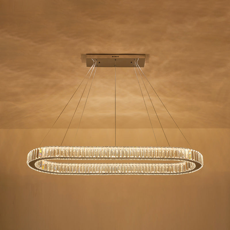 Minimalist Crystal Hanging Lamp, Luxury Linear Shade Hanging Light in Gold for Dinner Table