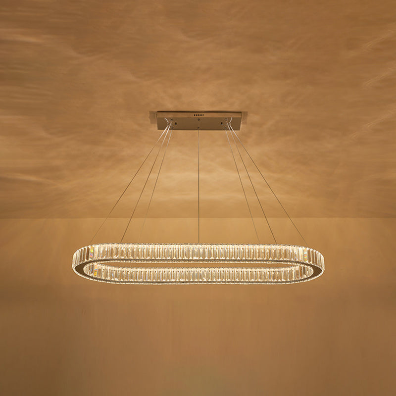 Minimalist Crystal Hanging Lamp, Luxury Linear Shade Hanging Light in Gold for Dinner Table