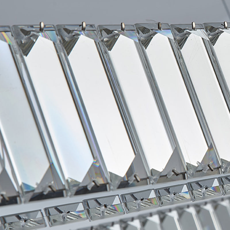 Minimalist Crystal Hanging Lamp, Luxury Linear Shade Hanging Light in Gold for Dinner Table