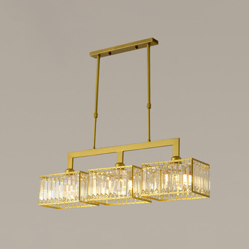 Luxury Rectangular Shade Pendant Light, Simple Crystal Pendant Lighting for Dinner Table