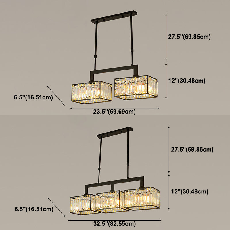 Luxury Rectangular Shade Pendant Light, Simple Crystal Pendant Lighting for Dinner Table