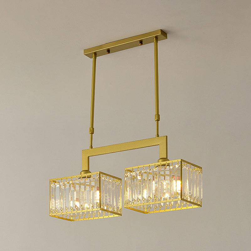 Luxury Rectangular Shade Pendant Light, Simple Crystal Pendant Lighting for Dinner Table