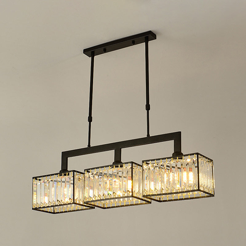 Luxury Rectangular Shade Pendant Light, Simple Crystal Pendant Lighting for Dinner Table