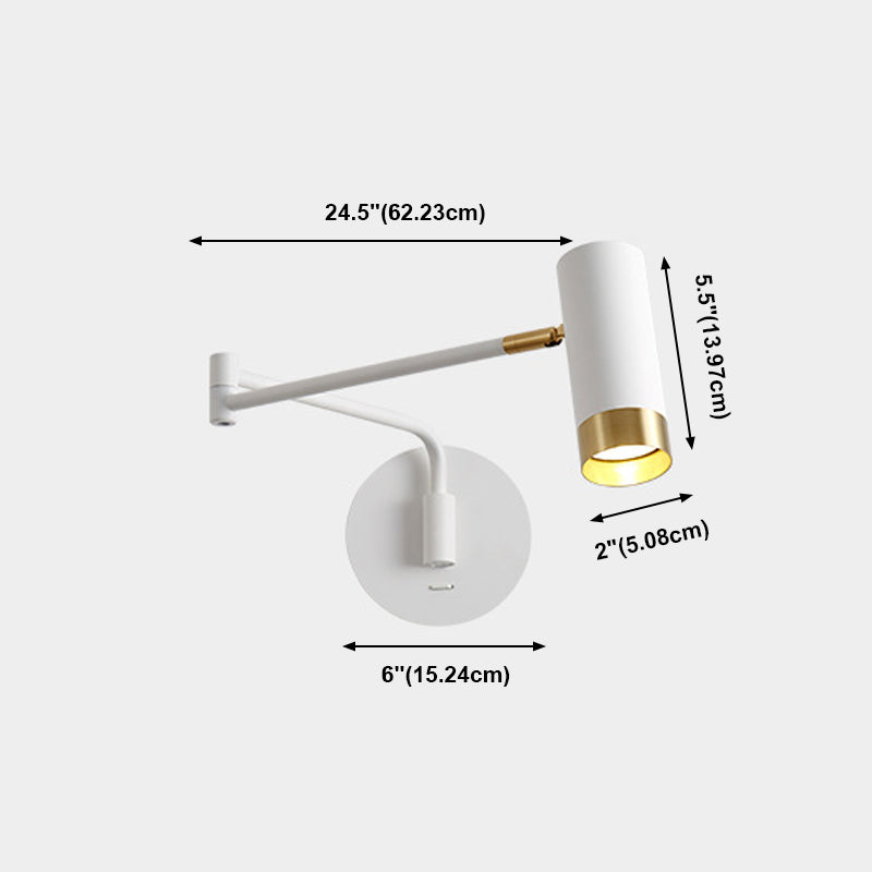 Metal Swing Arm Wall Lighting in Modern Style Half Cylinder Shade Sconce Lamp