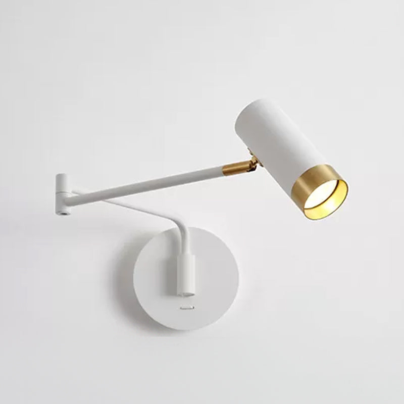 Metal Swing Arm Wall Lighting in Modern Style Half Cylinder Shade Sconce Lamp
