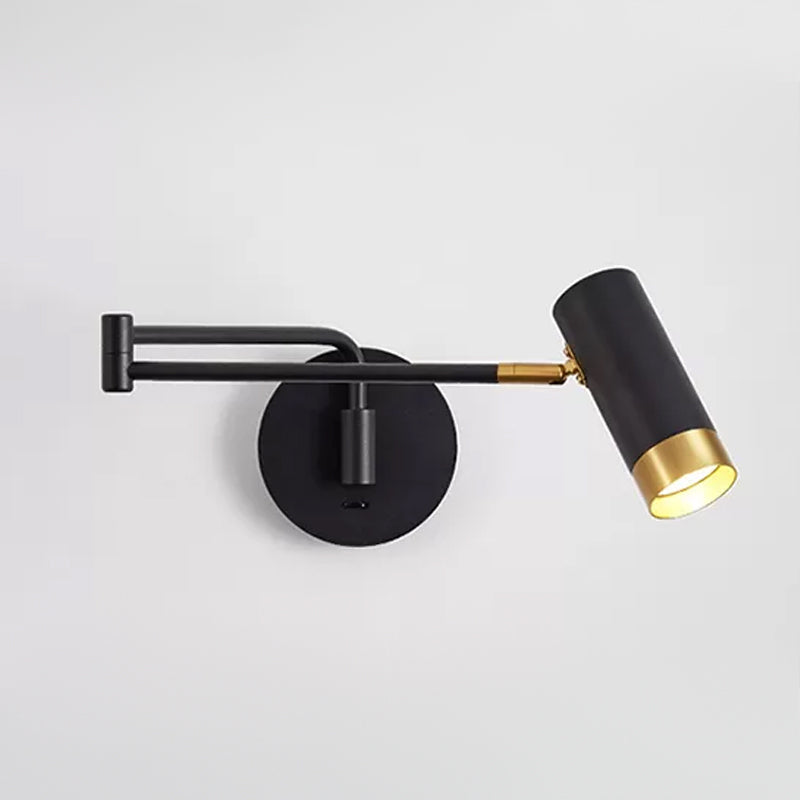 Metal Swing Arm Wall Lighting in Modern Style Half Cylinder Shade Sconce Lamp