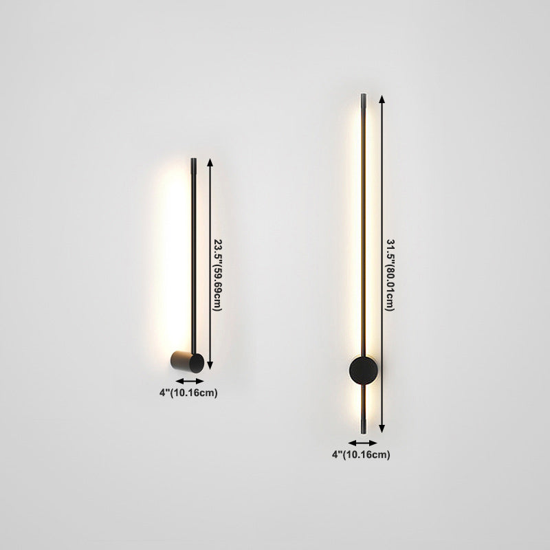 Aluminum Linear Wall Lights Modern Nordic Style 1 Head Wall Mount Fixture in Black for Bedroom