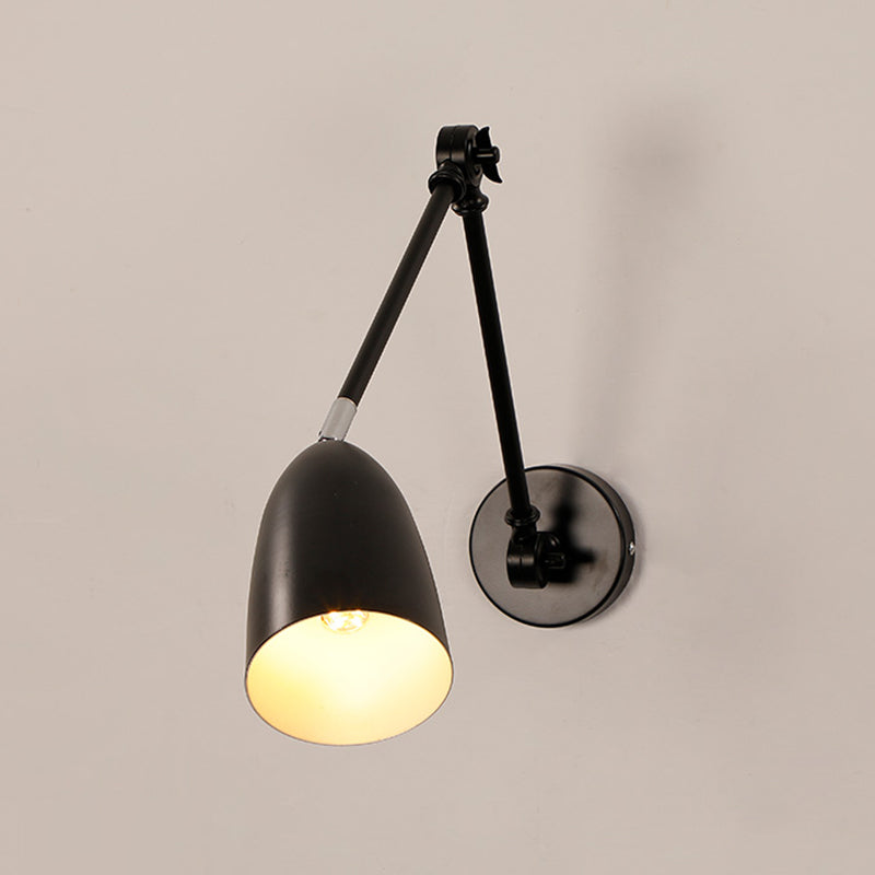 Metal Geometric Shade Wall Lighting Modern Style 1-Light Swing Arm Sconce Lamp