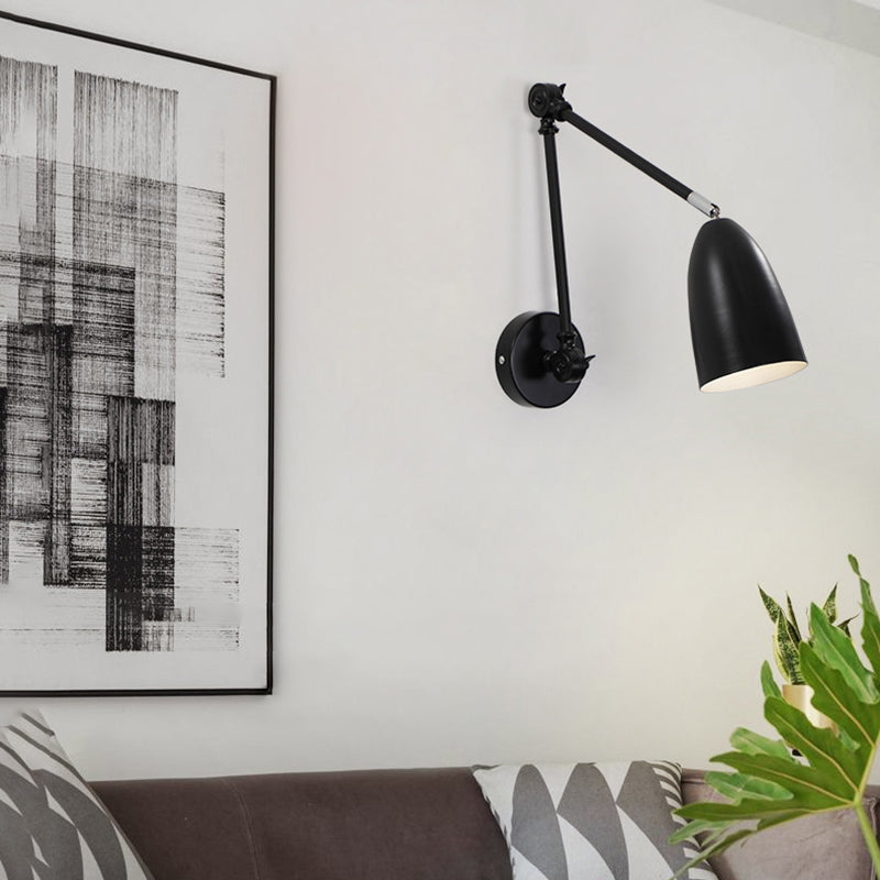 Metal Geometric Shade Wall Lighting Modern Style 1-Light Swing Arm Sconce Lamp