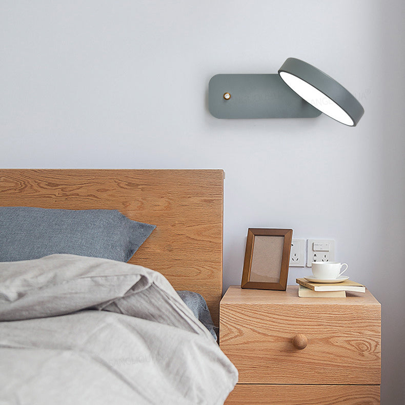 Modern Creative LED Wall Lamp Lacquered Iron Circular Macaron Wall Sconce with Acrylic Shade