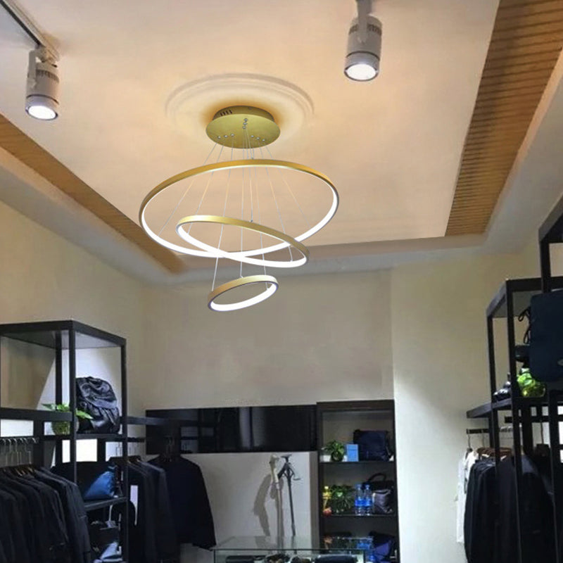 Circle Multi-layer Hanging Light Modern Style Multi Lights Metal Pendant Lights