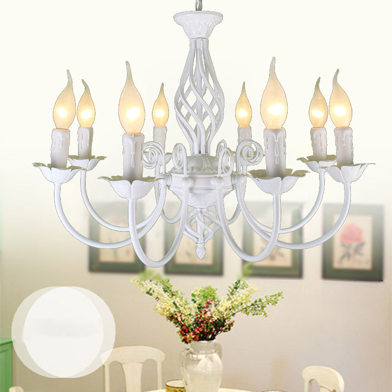 Minimalist Indoor Pendant Light, Designer Style Candle Shade Metal Pendant Lighting in White