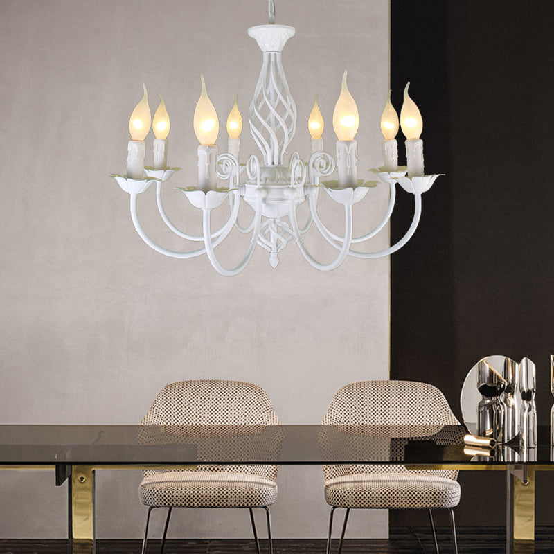 Minimalist Indoor Pendant Light, Designer Style Candle Shade Metal Pendant Lighting in White