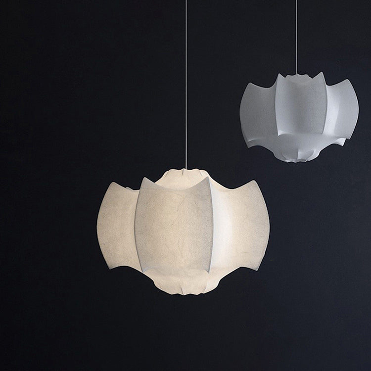 1-Light White Hanging Fixture in Modern Style Silk Unique Pendant Lighting