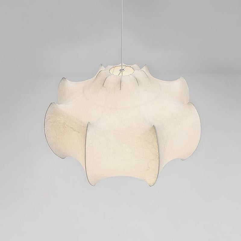 1-Light White Hanging Fixture in Modern Style Silk Unique Pendant Lighting