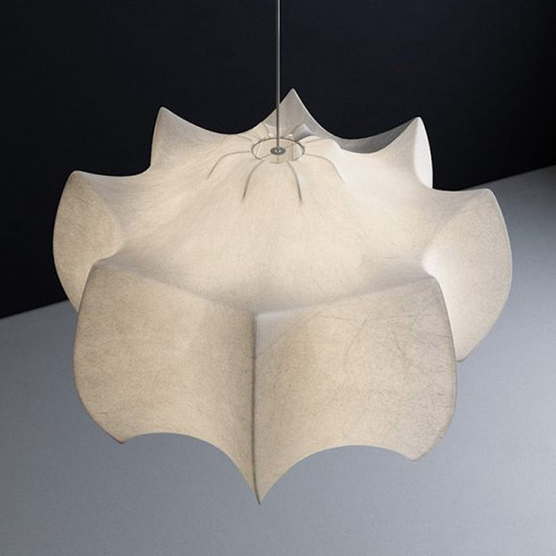 1-Light White Hanging Fixture in Modern Style Silk Unique Pendant Lighting