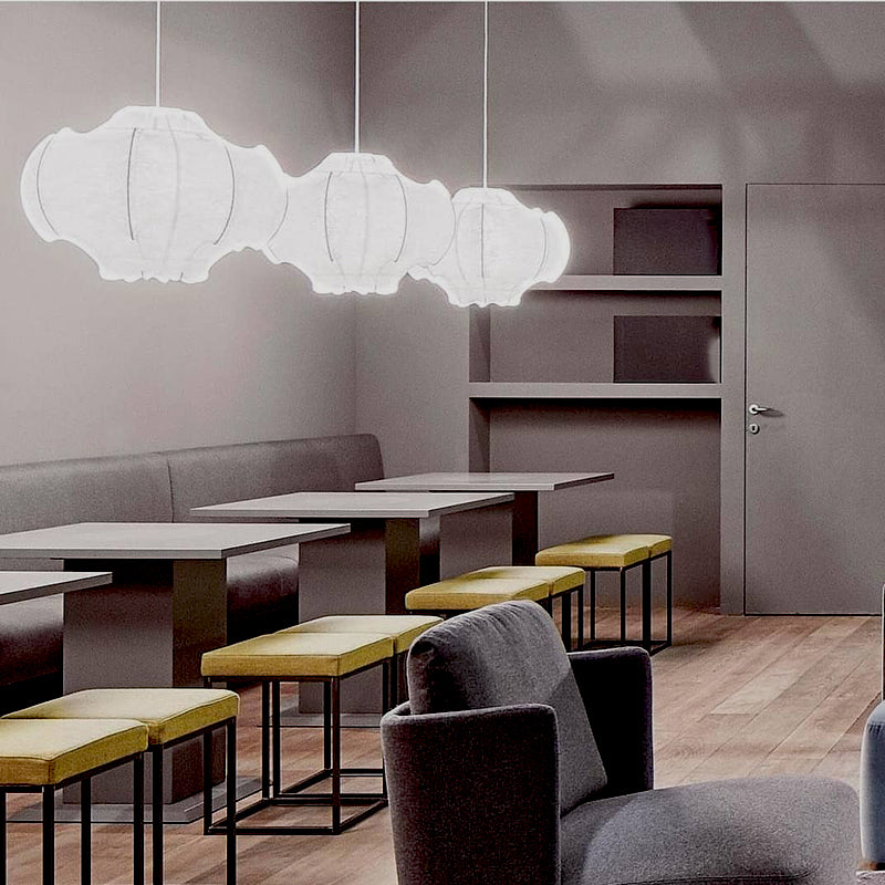 1-Light White Hanging Fixture in Modern Style Silk Unique Pendant Lighting