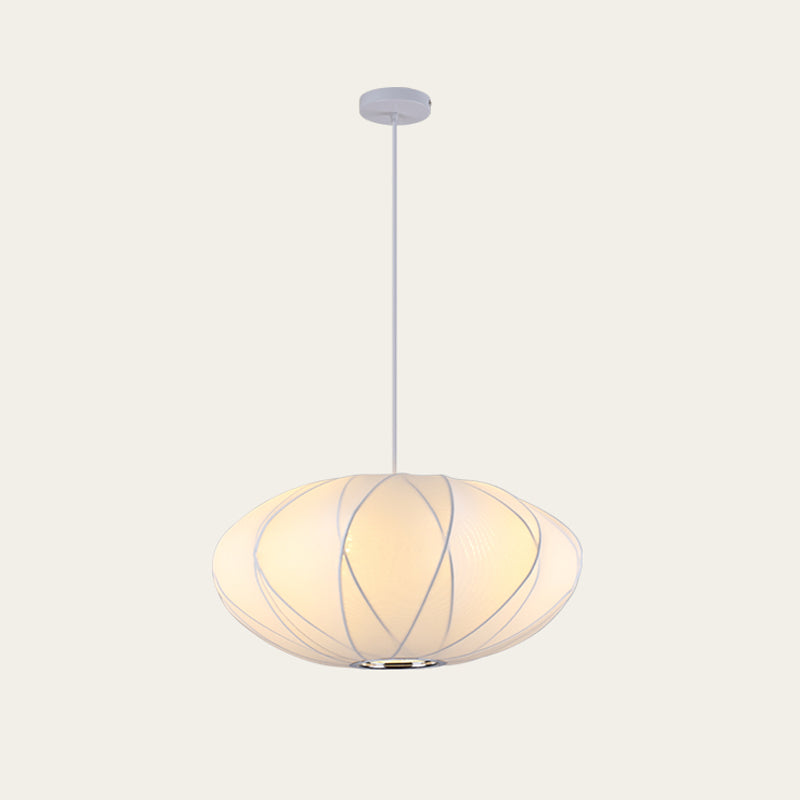 Modern Style Geometric Hanging Lights 1-Light Fabric Pendant Lamp in White