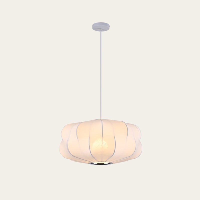 Modern Style Geometric Hanging Lights 1-Light Fabric Pendant Lamp in White