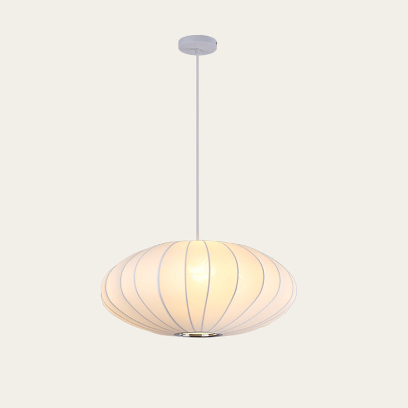 Modern Style Geometric Hanging Lights 1-Light Fabric Pendant Lamp in White