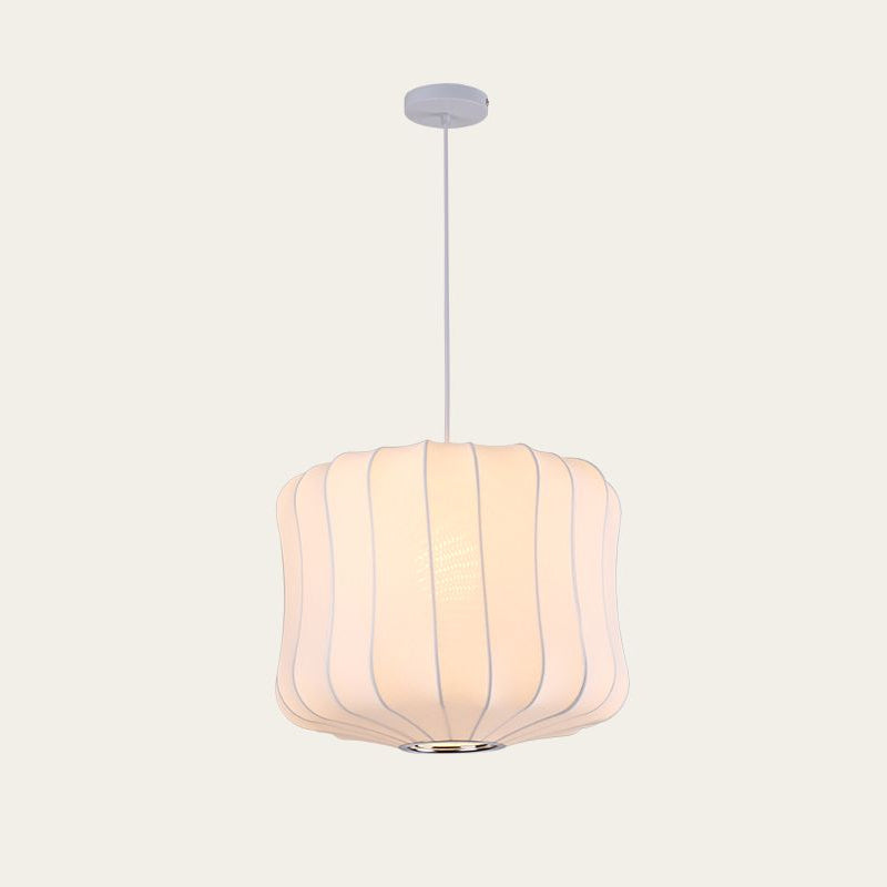 Modern Style Geometric Hanging Lights 1-Light Fabric Pendant Lamp in White