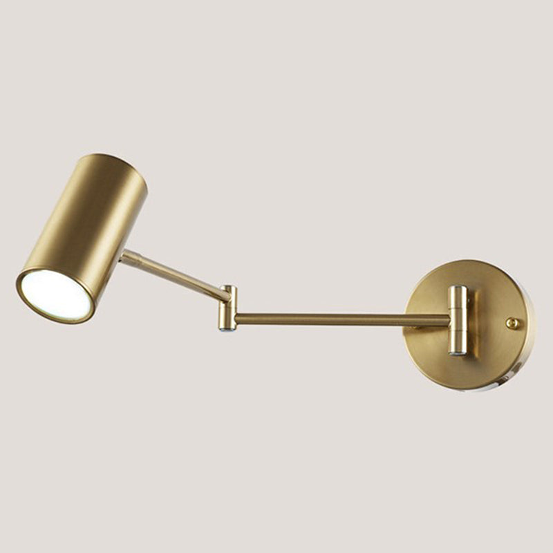 Metal Swing Arm Wall Lighting Modern Style 1-Light Sconce Lamp with Aluminum Shade
