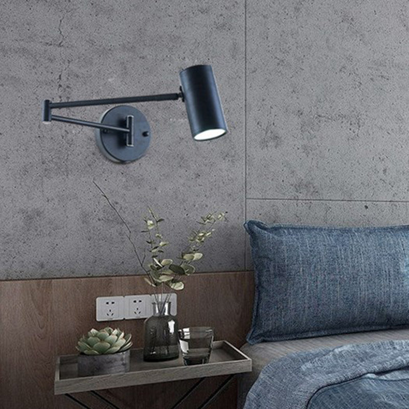 Metal Swing Arm Wall Lighting Modern Style 1-Light Sconce Lamp with Aluminum Shade