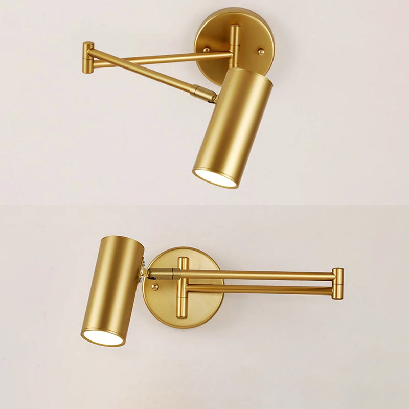 Metal Swing Arm Wall Lighting Modern Style 1-Light Sconce Lamp with Aluminum Shade