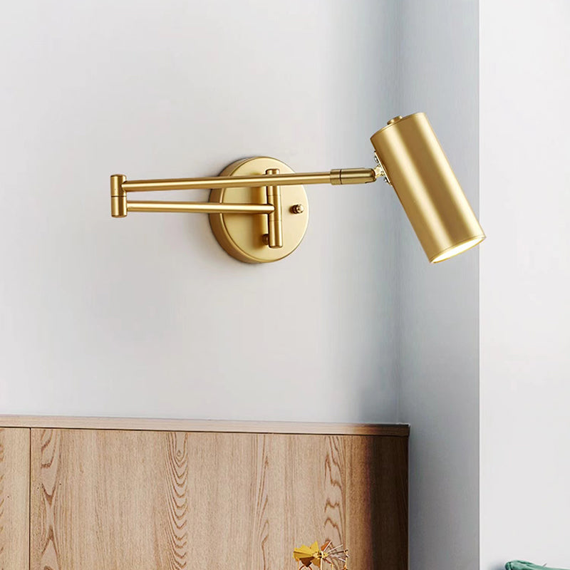 Metal Swing Arm Wall Lighting Modern Style 1-Light Sconce Lamp with Aluminum Shade