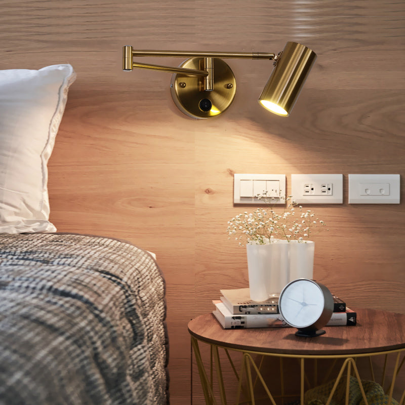 Metal Swing Arm Wall Lighting Modern Style 1-Light Sconce Lamp with Aluminum Shade