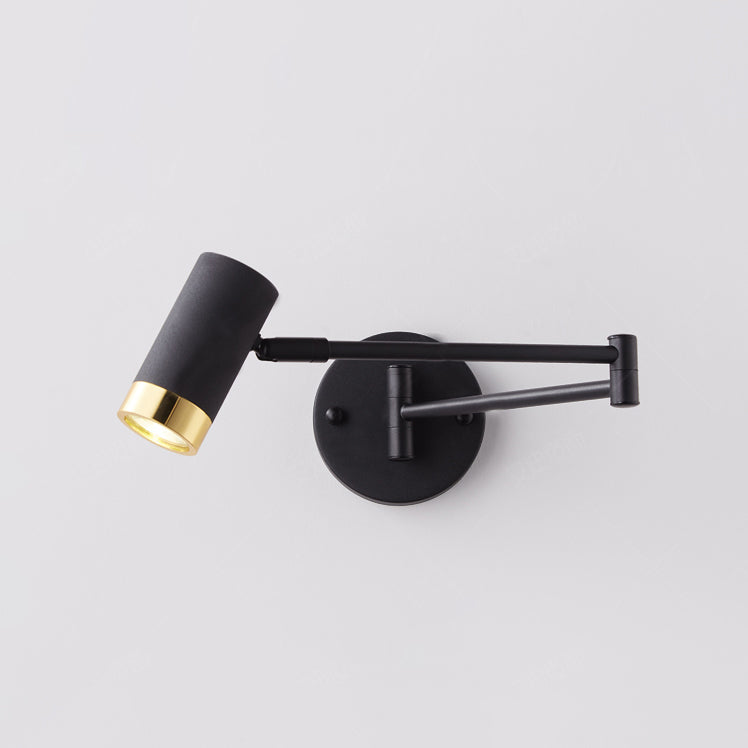 Modern Artistic Adjustable Wall Lamp Lacquered Iron Cylindrical Wall Light with Aluminium Shade