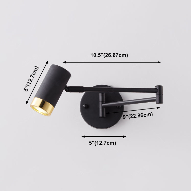Modern Artistic Adjustable Wall Lamp Lacquered Iron Cylindrical Wall Light with Aluminium Shade