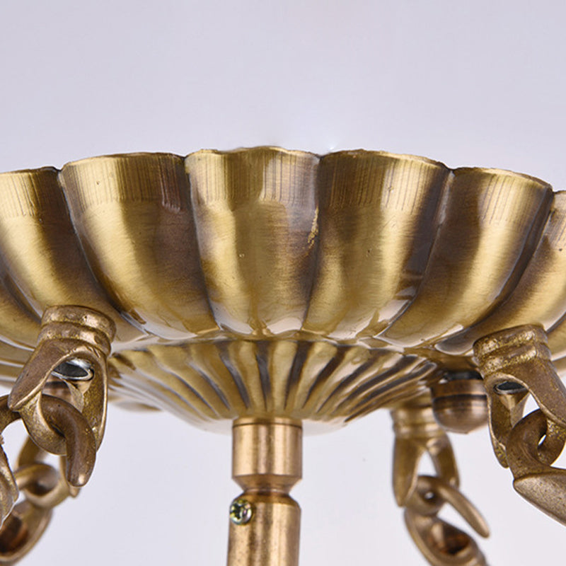 Scalloped Semi-Flush Ceiling Light Traditional Glass Ceiling Mount Chandelier for Bedroom