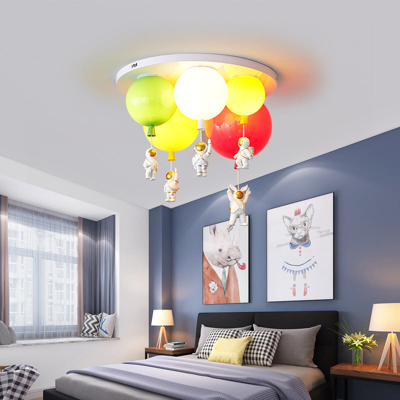 Cartoon Balloon Ceiling Light Acrylic LED Bedroom Flush Mount Light with Astronaut Deco