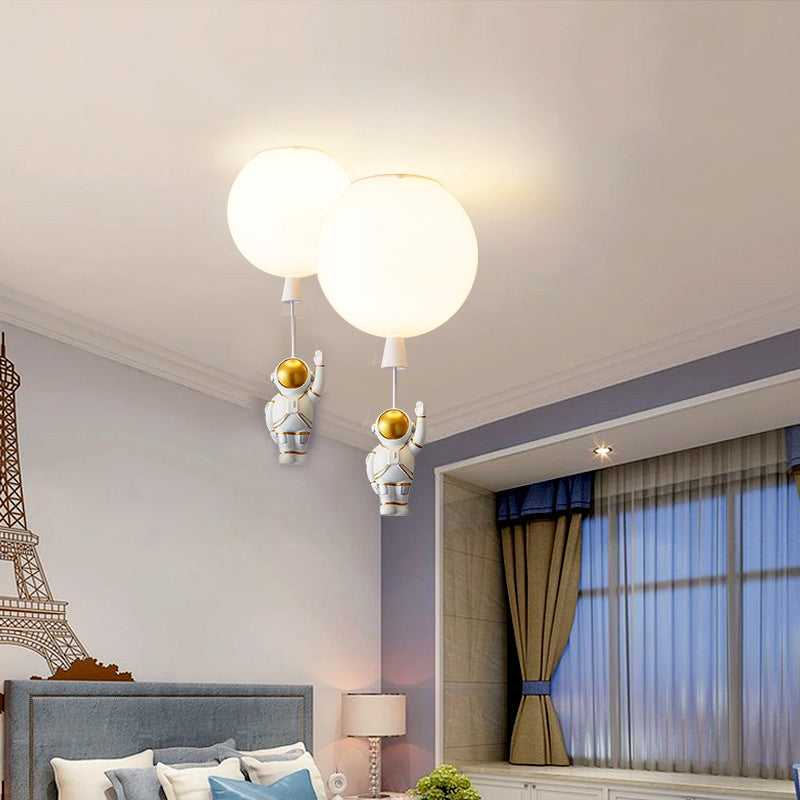 Cartoon Balloon Ceiling Light Acrylic LED Bedroom Flush Mount Light with Astronaut Deco