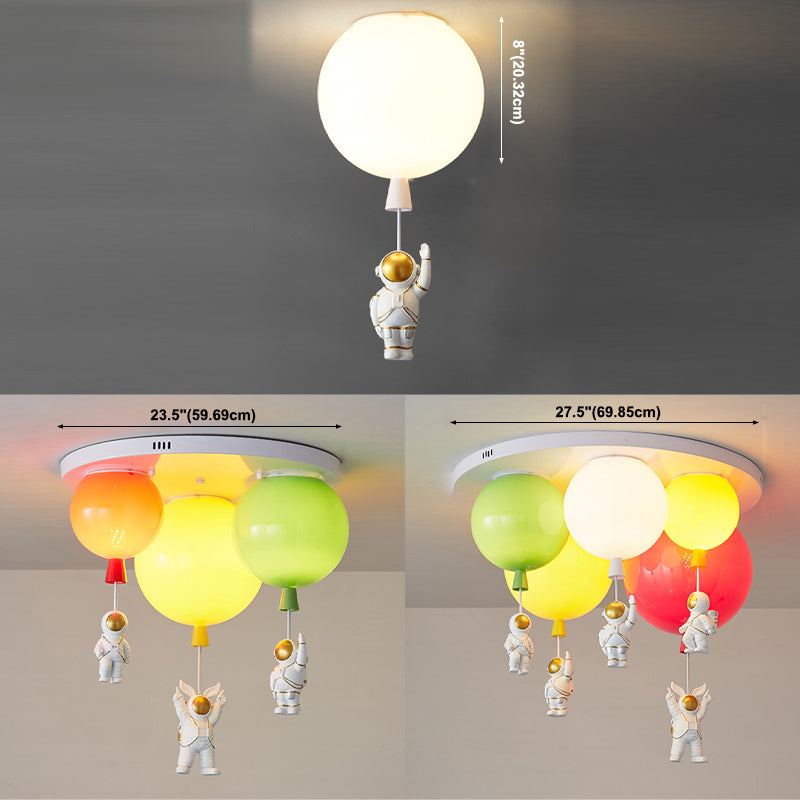 Cartoon Balloon Ceiling Light Acrylic LED Bedroom Flush Mount Light with Astronaut Deco