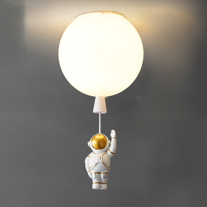 Cartoon Balloon Ceiling Light Acrylic LED Bedroom Flush Mount Light with Astronaut Deco