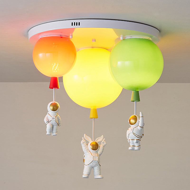 Cartoon Balloon Ceiling Light Acrylic LED Bedroom Flush Mount Light with Astronaut Deco