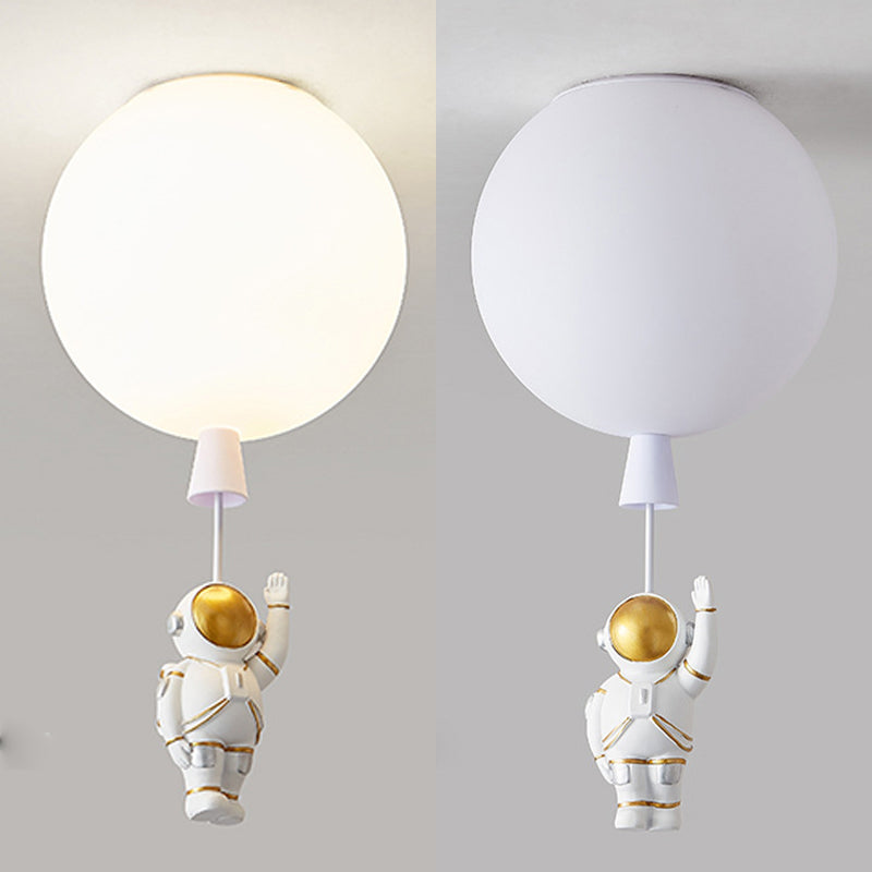 Cartoon Balloon Ceiling Light Acrylic LED Bedroom Flush Mount Light with Astronaut Deco