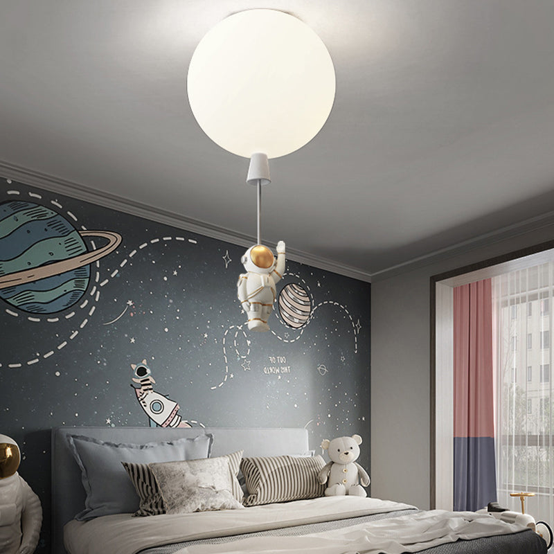 Cartoon Balloon Ceiling Light Acrylic LED Bedroom Flush Mount Light with Astronaut Deco