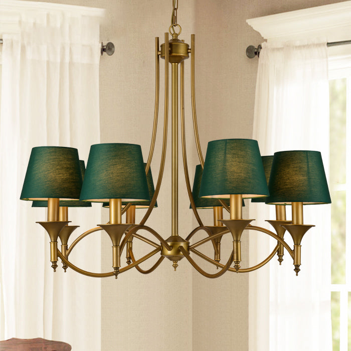 Multi-head hangende verlichtingsarmaturen Amerikaanse stijl vat kroonluchter hanglamp met stofschaduw