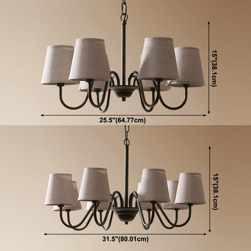 Multi-head hangende verlichtingsarmaturen Amerikaanse stijl kroonluchter hanglamp met stofschaduw