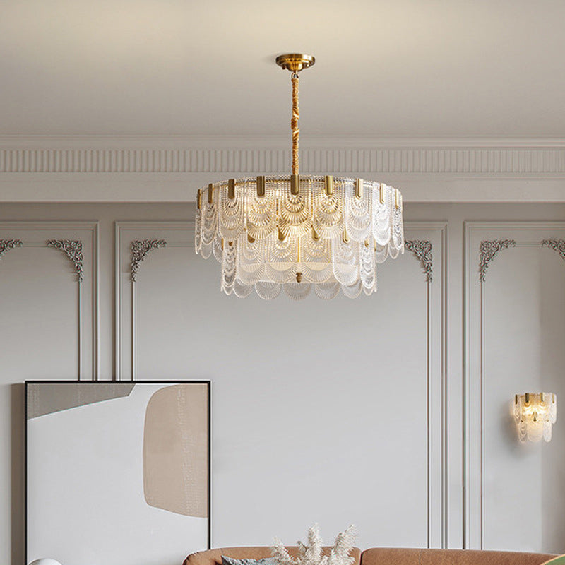 Tiered Chandelier Light Fixture Vintage Glass Pendant Lamp for Restaurant