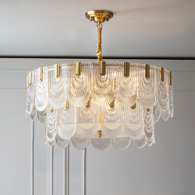 Tiered Chandelier Light Fixture Vintage Glass Pendant Lamp for Restaurant