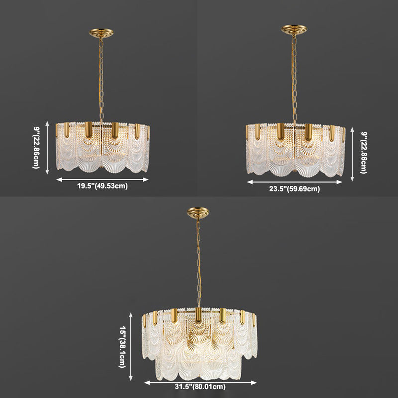 Tiered Chandelier Light Fixture Vintage Glass Pendant Lamp for Restaurant