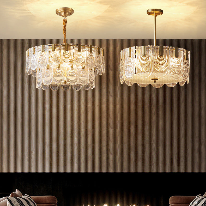 Tiered Chandelier Light Fixture Vintage Glass Pendant Lamp for Restaurant